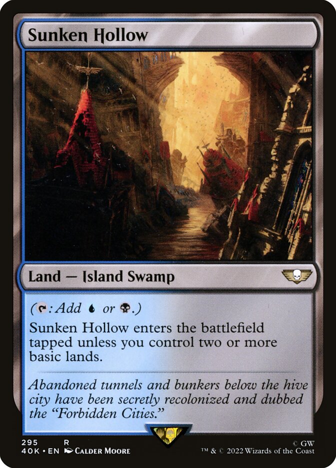 This Is An Image Of The Magic The Gathering Card Sunken Hollow From The Set Tarkir: Dragonstorm Commander - Designed By Artist Adam Paquette