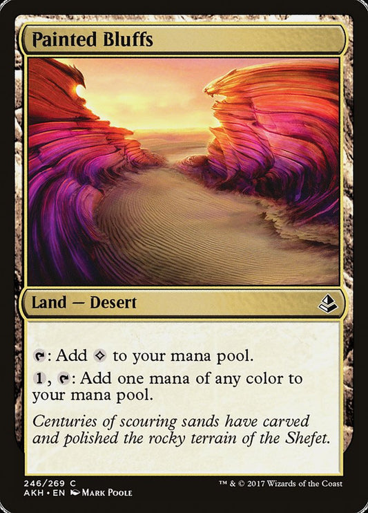 This Is An Image Of The Magic The Gathering Card Painted Bluffs From The Set Outlaws of Thunder Junction Commander - Designed By Artist Mark Poole