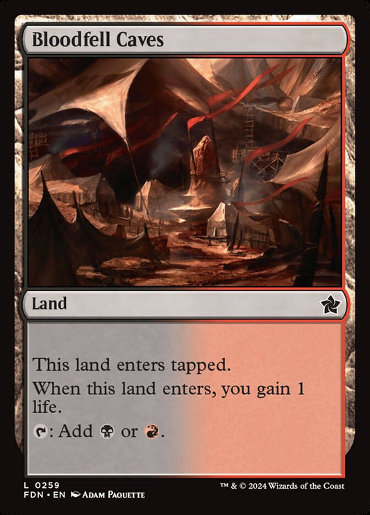 This Is An Image Of The Magic The Gathering Card Bloodfell Caves From The Set Tarkir: Dragonstorm - Designed By Artist Piotr Dura
