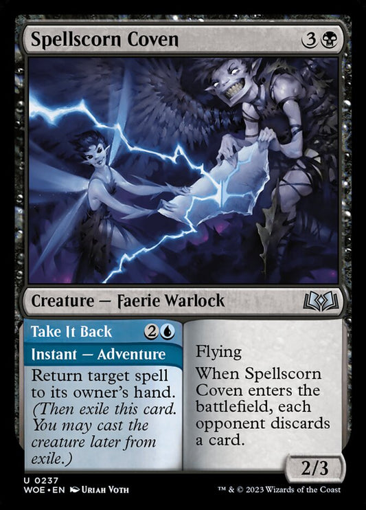 This Is An Image Of The Magic The Gathering Card Spellscorn Coven // Take It Back From The Set Wilds of Eldraine - Designed By Artist Uriah Voth