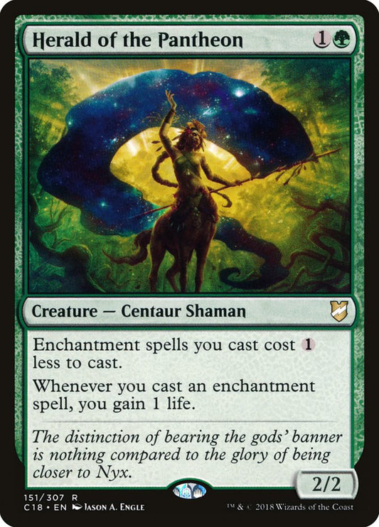 This Is An Image Of The Magic The Gathering Card Herald of the Pantheon From The Set Commander Masters - Designed By Artist Jason A. Engle