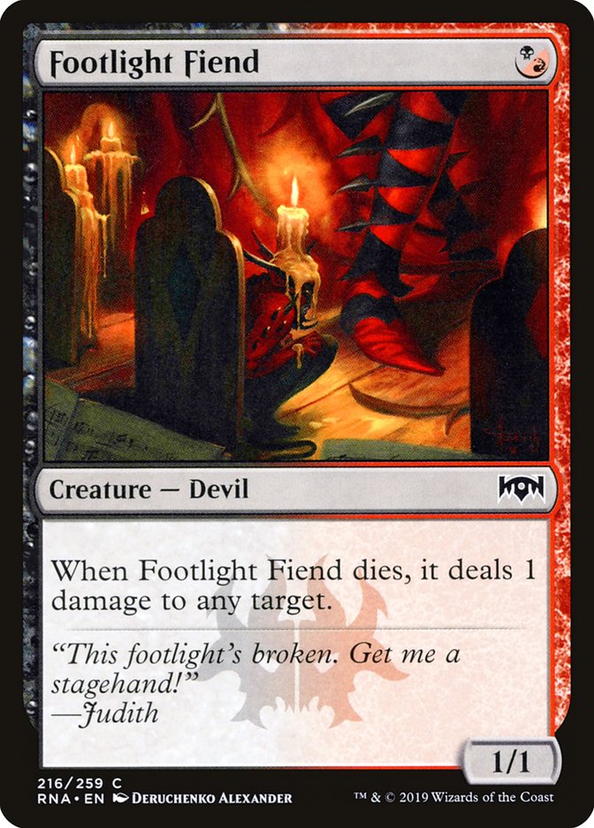 This Is An Image Of The Magic The Gathering Card Footlight Fiend From The Set Ravnica: Clue Edition - Designed By Artist Deruchenko Alexander