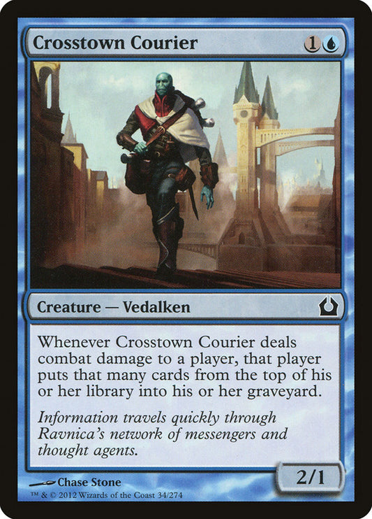This Is An Image Of The Magic The Gathering Card Crosstown Courier From The Set Duel Decks: Jace vs. Vraska - Designed By Artist Chase Stone