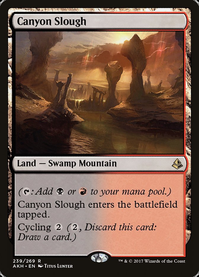 This Is An Image Of The Magic The Gathering Card Canyon Slough From The Set Tarkir: Dragonstorm Commander - Designed By Artist Titus Lunter