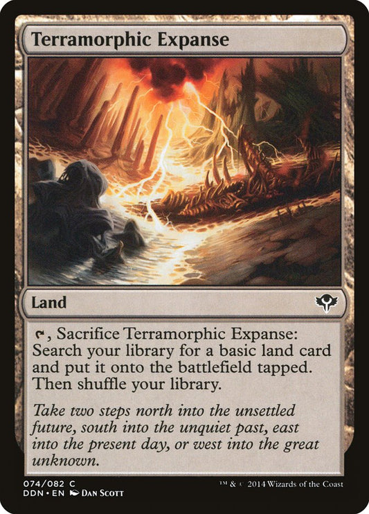This Is An Image Of The Magic The Gathering Card Terramorphic Expanse From The Set Tarkir: Dragonstorm Commander - Designed By Artist Sam Burley