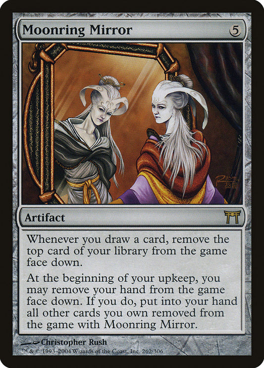 This Is An Image Of The Magic The Gathering Card Moonring Mirror From The Set Champions of Kamigawa - Designed By Artist Christopher Rush