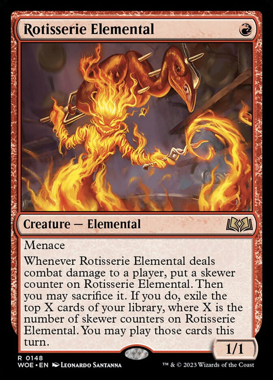 This Is An Image Of The Magic The Gathering Card Rotisserie Elemental From The Set Wilds of Eldraine - Designed By Artist Leonardo Santanna