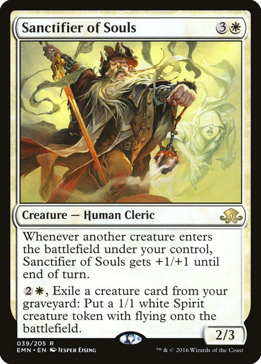 This Is An Image Of The Magic The Gathering Card Sanctifier of Souls From The Set Eldritch Moon - Designed By Artist Jesper Ejsing