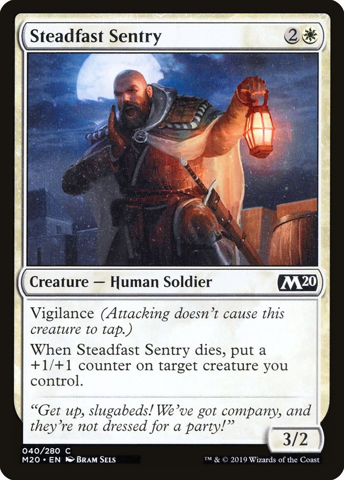 This Is An Image Of The Magic The Gathering Card Steadfast Sentry From The Set Core Set 2020 - Designed By Artist Bram Sels