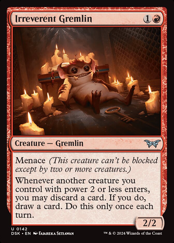 This Is An Image Of The Magic The Gathering Card Irreverent Gremlin From The Set Duskmourn: House of Horror - Designed By Artist Fajareka Setiawan