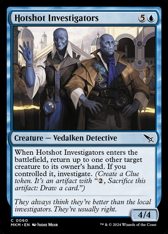 This Is An Image Of The Magic The Gathering Card Hotshot Investigators From The Set Murders at Karlov Manor - Designed By Artist Jodie Muir