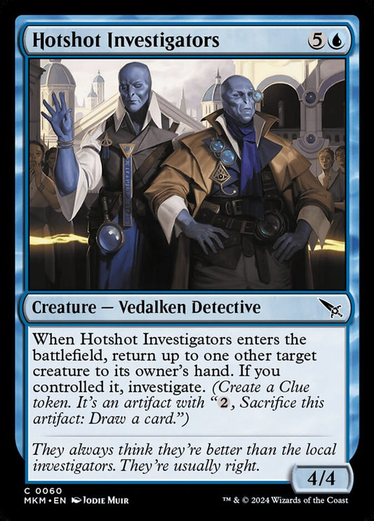 This Is An Image Of The Magic The Gathering Card Hotshot Investigators From The Set Murders at Karlov Manor - Designed By Artist Jodie Muir