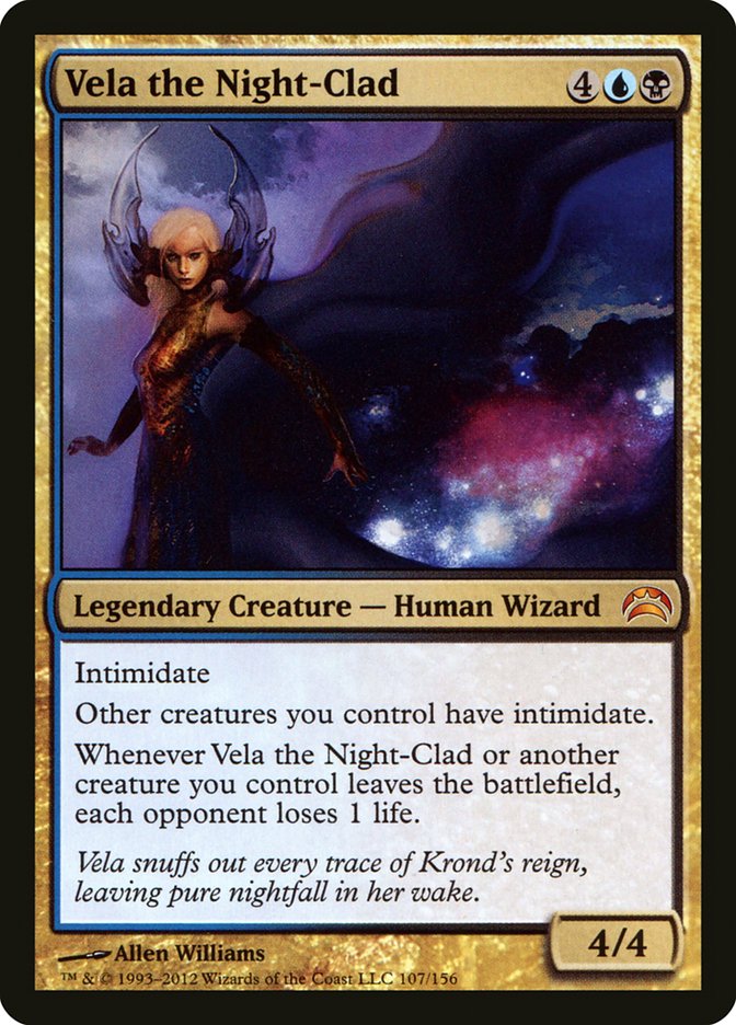 This Is An Image Of The Magic The Gathering Card Vela the Night-Clad From The Set Commander 2017 - Designed By Artist Allen Williams