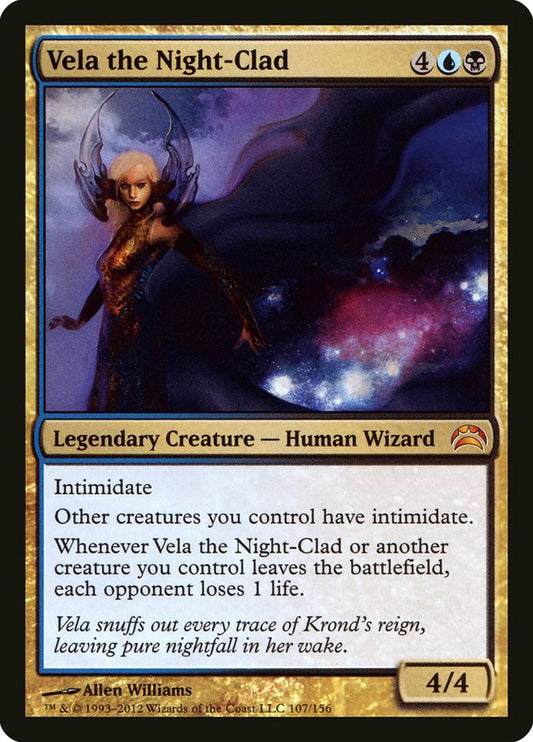 This Is An Image Of The Magic The Gathering Card Vela the Night-Clad From The Set Commander 2017 - Designed By Artist Allen Williams
