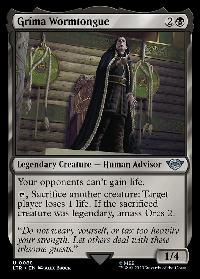 This Is An Image Of The Magic The Gathering Card Gríma Wormtongue From The Set The Lord of the Rings: Tales of Middle-earth - Designed By Artist Alex Brock