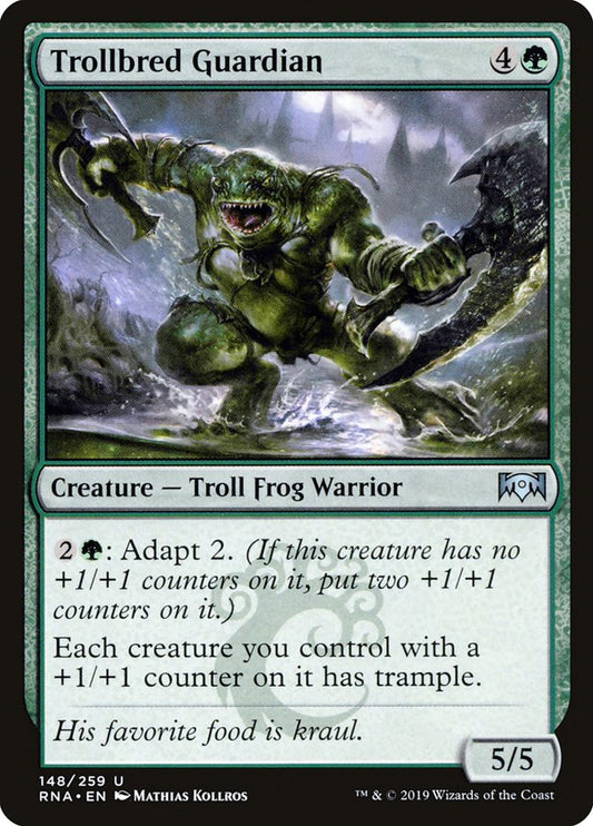 This Is An Image Of The Magic The Gathering Card Trollbred Guardian From The Set Ravnica Allegiance - Designed By Artist Mathias Kollros
