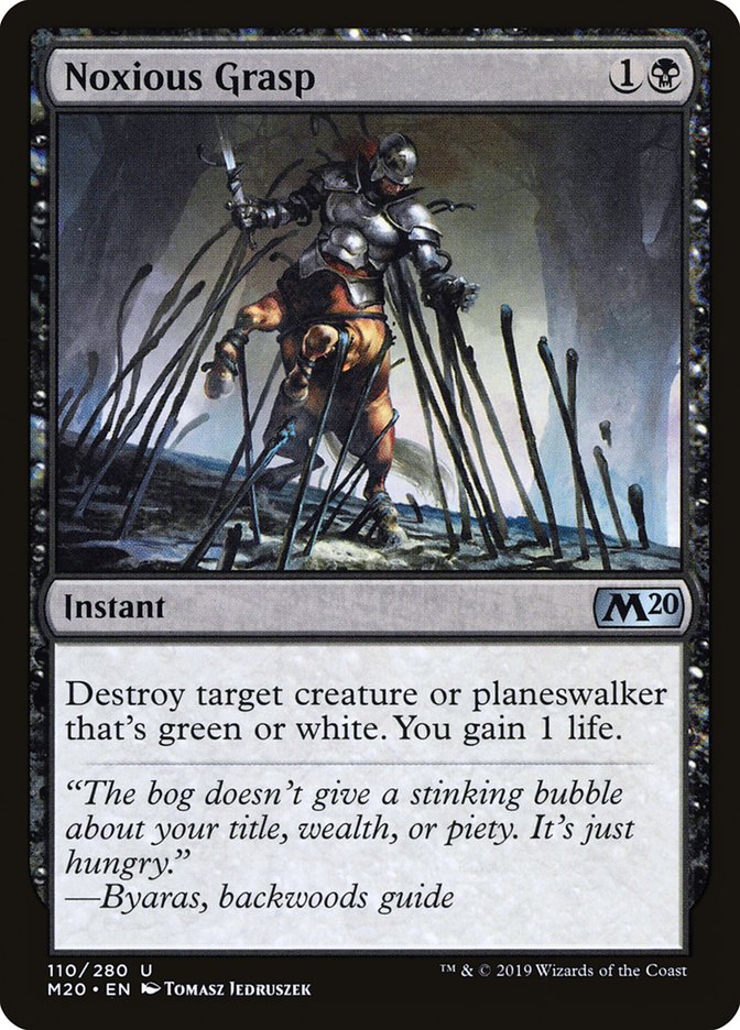 This Is An Image Of The Magic The Gathering Card Noxious Grasp From The Set Core Set 2020 - Designed By Artist Tomasz Jedruszek