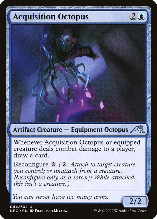 This Is An Image Of The Magic The Gathering Card Acquisition Octopus From The Set Kamigawa: Neon Dynasty - Designed By Artist Francisco Miyara