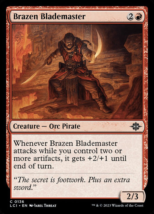 This Is An Image Of The Magic The Gathering Card Brazen Blademaster From The Set The Lost Caverns of Ixalan - Designed By Artist Jarel Threat