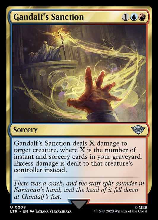 This Is An Image Of The Magic The Gathering Card Gandalf's Sanction From The Set The Lord of the Rings: Tales of Middle-earth - Designed By Artist Tatiana Veryayskaya