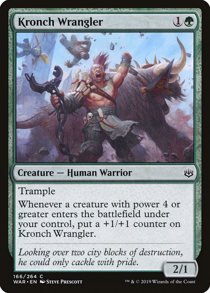This Is An Image Of The Magic The Gathering Card Kronch Wrangler From The Set Ravnica: Clue Edition - Designed By Artist Steve Prescott