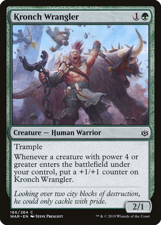 This Is An Image Of The Magic The Gathering Card Kronch Wrangler From The Set Ravnica: Clue Edition - Designed By Artist Steve Prescott