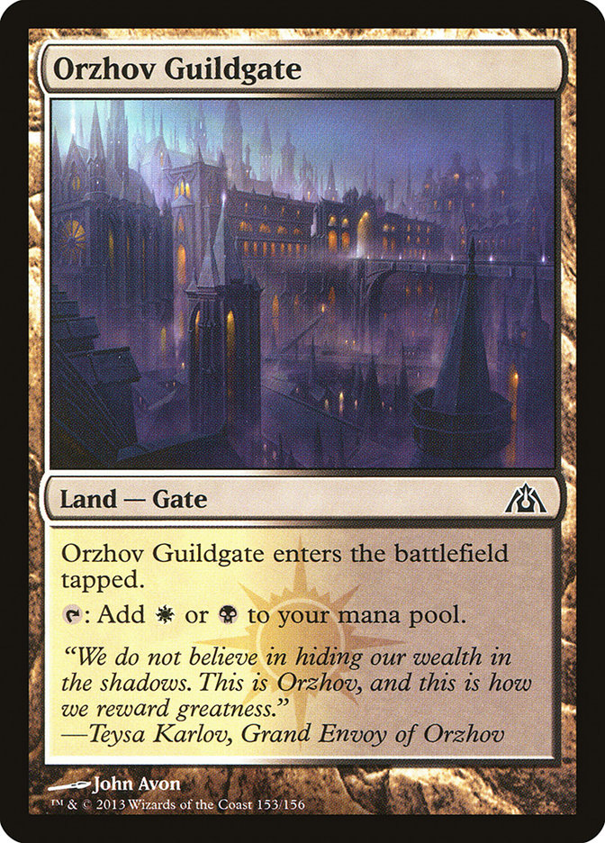 This Is An Image Of The Magic The Gathering Card Orzhov Guildgate From The Set Foundations - Designed By Artist John Avon