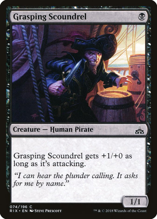 This Is An Image Of The Magic The Gathering Card Grasping Scoundrel From The Set Core Set 2019 - Designed By Artist Steve Prescott
