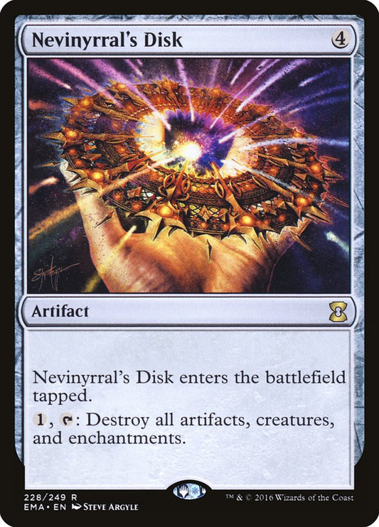 This Is An Image Of The Magic The Gathering Card Nevinyrral's Disk From The Set Commander Masters - Designed By Artist Steve Argyle