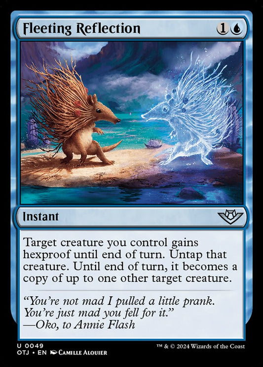 This Is An Image Of The Magic The Gathering Card Fleeting Reflection From The Set Outlaws of Thunder Junction - Designed By Artist Camille Alquier