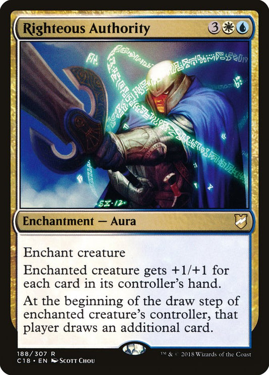 This Is An Image Of The Magic The Gathering Card Righteous Authority From The Set Commander 2018 - Designed By Artist Scott Chou