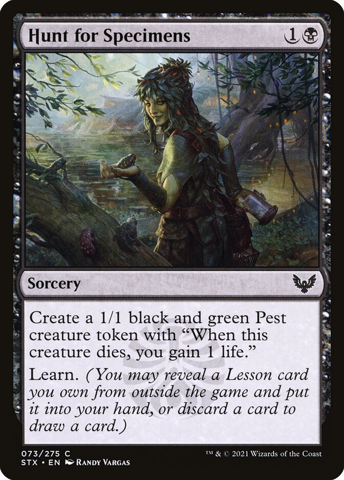 This Is An Image Of The Magic The Gathering Card Hunt for Specimens From The Set Strixhaven: School of Mages - Designed By Artist Randy Vargas