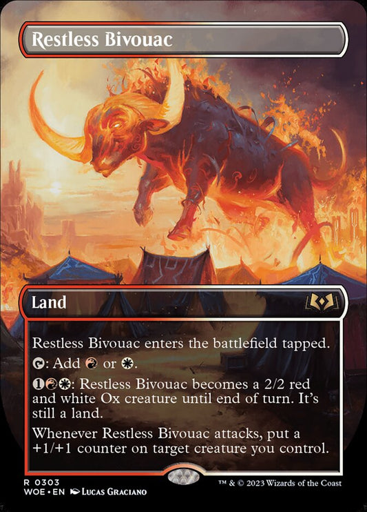 This Is An Image Of The Magic The Gathering Card Restless Bivouac From The Set Wilds of Eldraine - Designed By Artist Sergey Glushakov