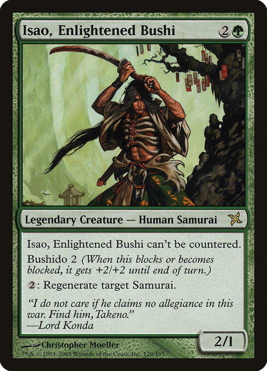 This Is An Image Of The Magic The Gathering Card Isao, Enlightened Bushi From The Set Betrayers of Kamigawa - Designed By Artist Christopher Moeller