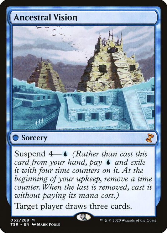 This Is An Image Of The Magic The Gathering Card Ancestral Vision From The Set Tarkir: Dragonstorm Commander - Designed By Artist John Avon