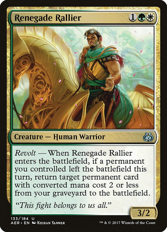 This Is An Image Of The Magic The Gathering Card Renegade Rallier From The Set Aether Revolt - Designed By Artist Kieran Yanner