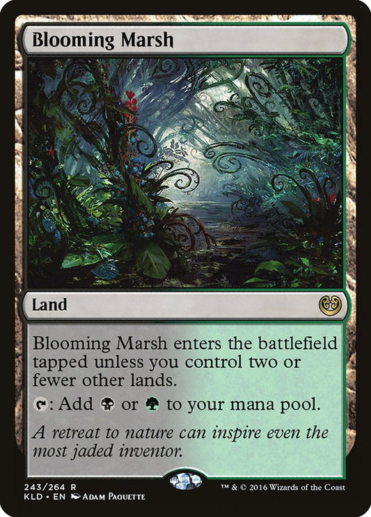 This Is An Image Of The Magic The Gathering Card Blooming Marsh From The Set Outlaws of Thunder Junction - Designed By Artist Yeong-Hao Han