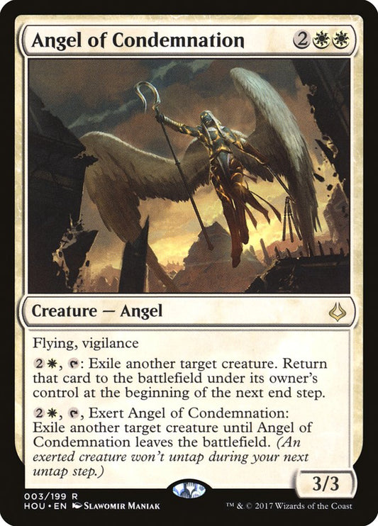 This Is An Image Of The Magic The Gathering Card Angel of Condemnation From The Set Hour of Devastation - Designed By Artist Slawomir Maniak