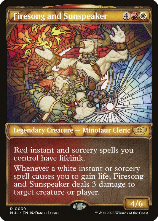 This Is An Image Of The Magic The Gathering Card Firesong and Sunspeaker From The Set Double Masters 2022 - Designed By Artist Zoltan Boros