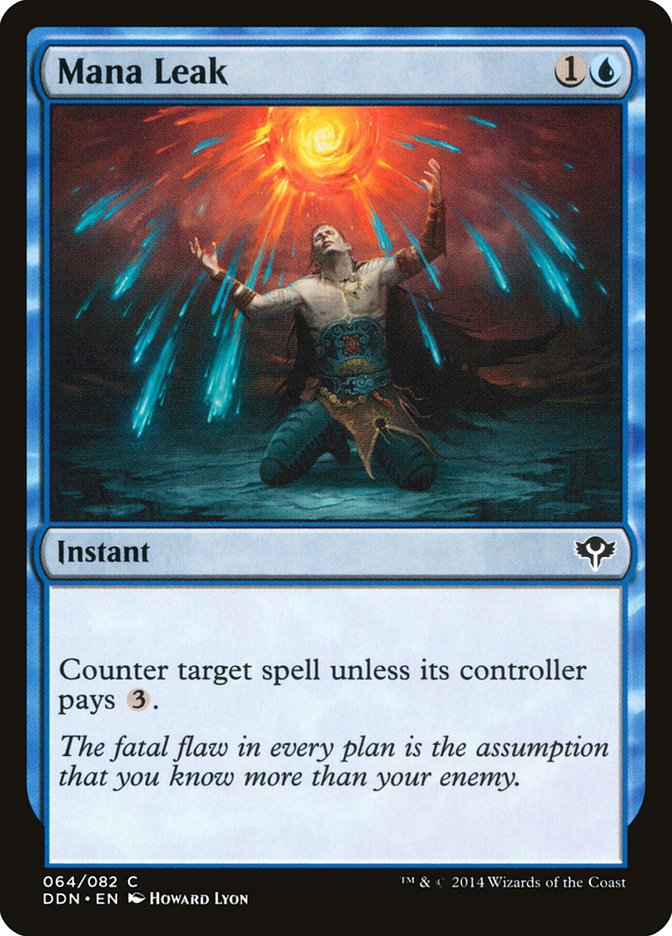 This Is An Image Of The Magic The Gathering Card Mana Leak From The Set Double Masters 2022 - Designed By Artist Howard Lyon