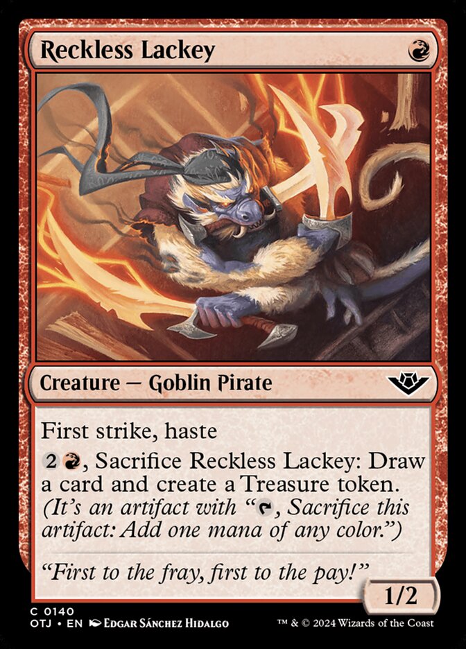 This Is An Image Of The Magic The Gathering Card Reckless Lackey From The Set Outlaws of Thunder Junction - Designed By Artist Edgar Sánchez Hidalgo
