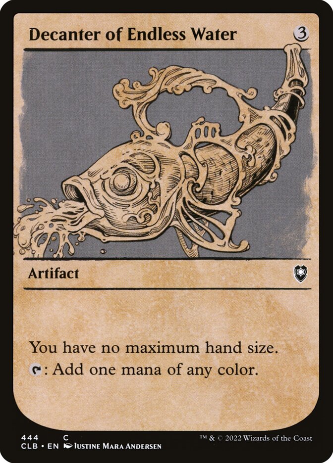 This Is An Image Of The Magic The Gathering Card Decanter of Endless Water From The Set Commander Legends: Battle for Baldur's Gate - Designed By Artist Titus Lunter