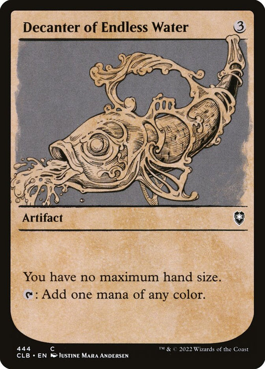 This Is An Image Of The Magic The Gathering Card Decanter of Endless Water From The Set Commander Legends: Battle for Baldur's Gate - Designed By Artist Titus Lunter