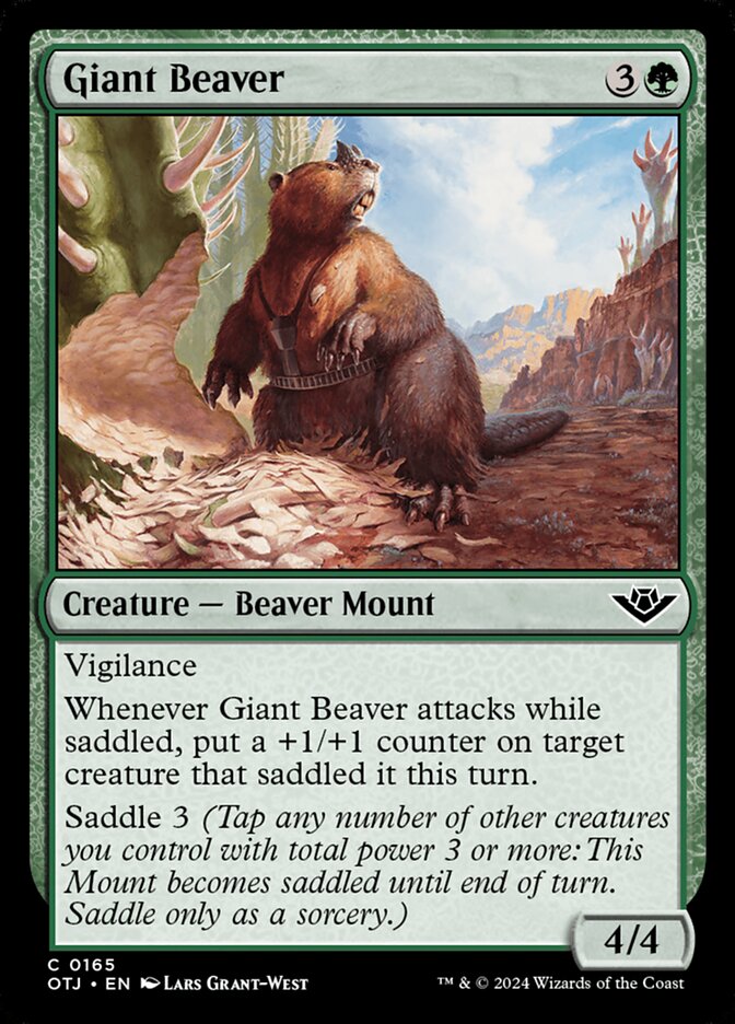 This Is An Image Of The Magic The Gathering Card Giant Beaver From The Set Outlaws of Thunder Junction - Designed By Artist Lars Grant-West
