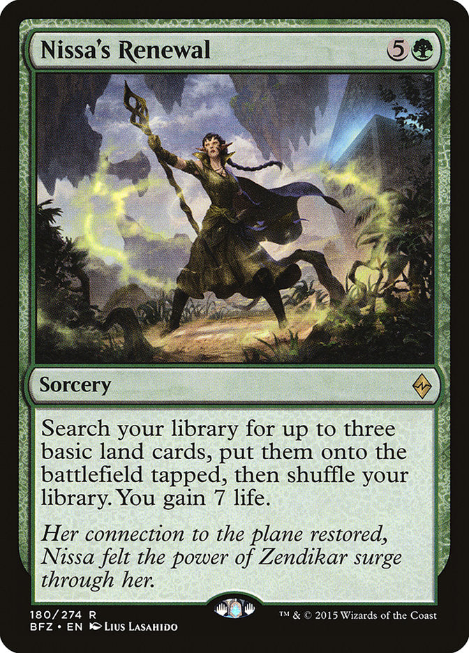 This Is An Image Of The Magic The Gathering Card Nissa's Renewal From The Set Commander 2021 - Designed By Artist Lius Lasahido