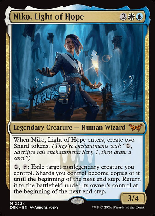 This Is An Image Of The Magic The Gathering Card Niko, Light of Hope From The Set Duskmourn: House of Horror - Designed By Artist Aurore Folny