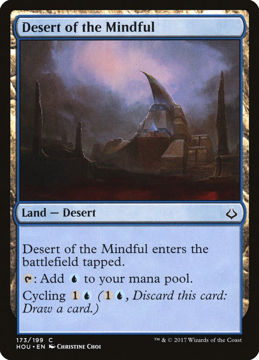 This Is An Image Of The Magic The Gathering Card Desert of the Mindful From The Set Commander 2021 - Designed By Artist Christine Choi