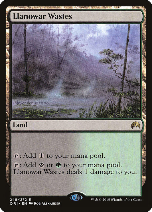 This Is An Image Of The Magic The Gathering Card Llanowar Wastes From The Set Tarkir: Dragonstorm Commander - Designed By Artist Lucas Graciano