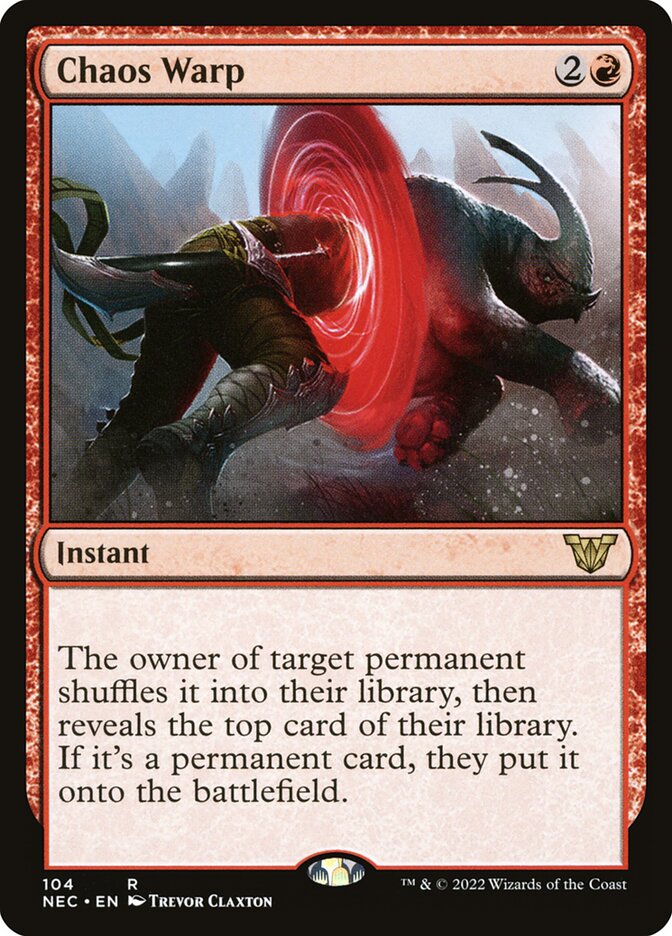 This Is An Image Of The Magic The Gathering Card Chaos Warp From The Set Tarkir: Dragonstorm Commander - Designed By Artist Trevor Claxton