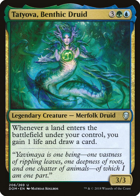 This Is An Image Of The Magic The Gathering Card Tatyova, Benthic Druid From The Set Foundations - Designed By Artist Mathias Kollros